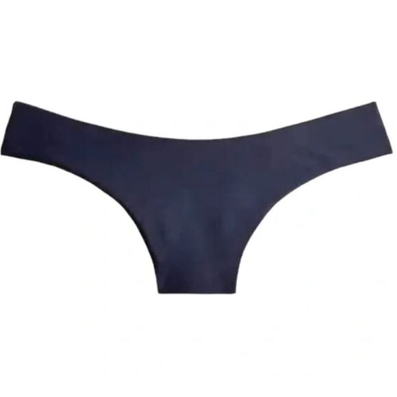 J. Crew Curved Waist Cheeky Bikini Bottom Navy Blue Size Medium NWT - Picture 1 of 11